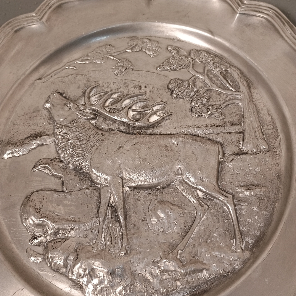 Silver Decorative Elk Plate